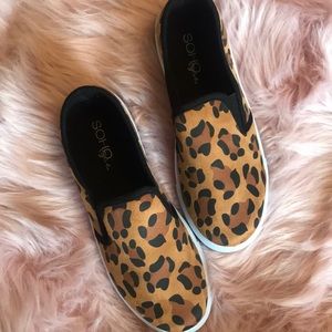 Brand new cheetah/leopard slip ons
